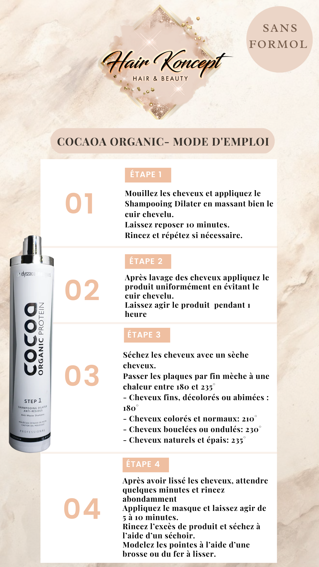 Cocoa Organic - Lissage brésilien 3x1L - Elyssa Cosmetiques